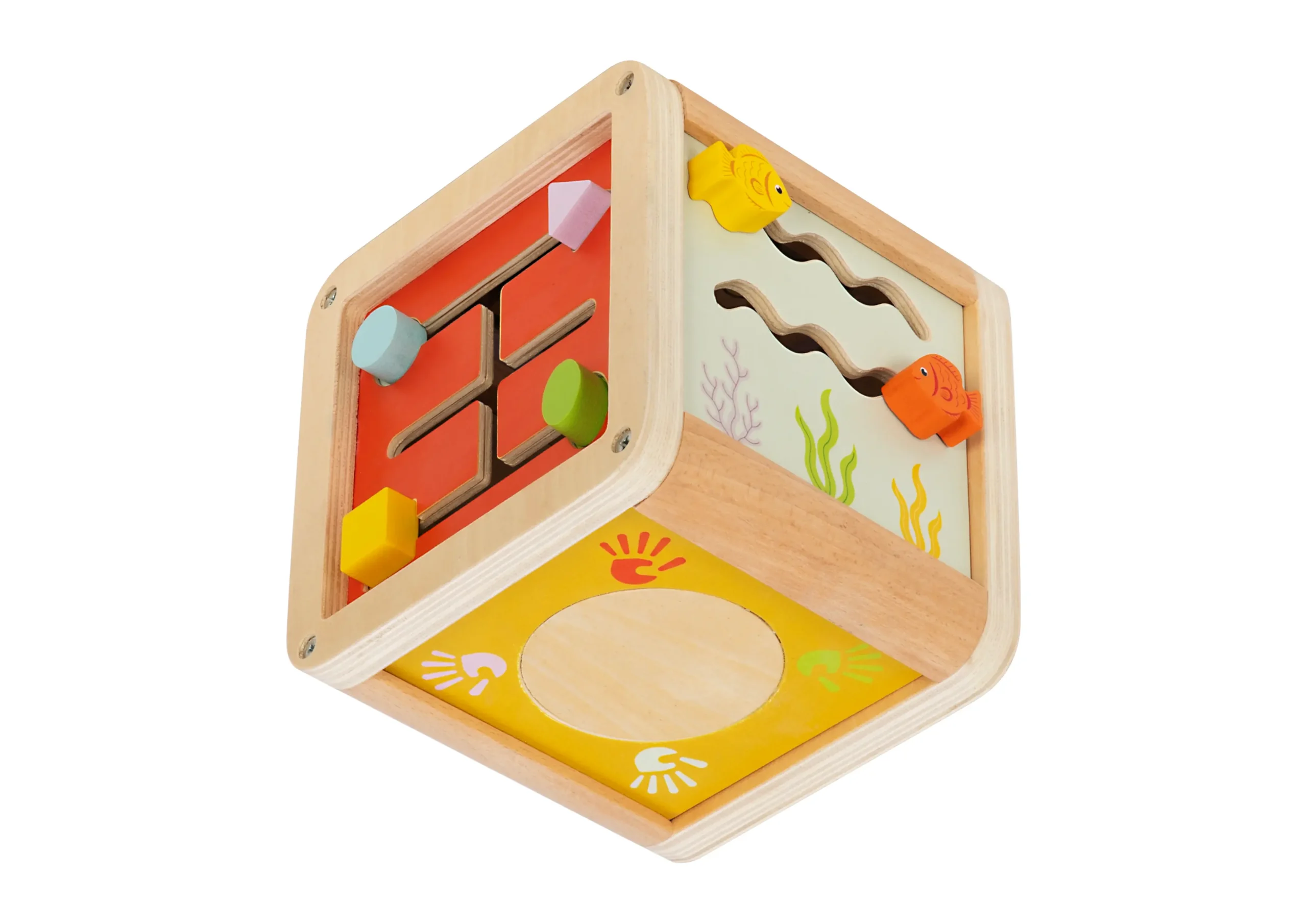 Funsi Jouets cube d'activité bebe pour l eveil des sens verso